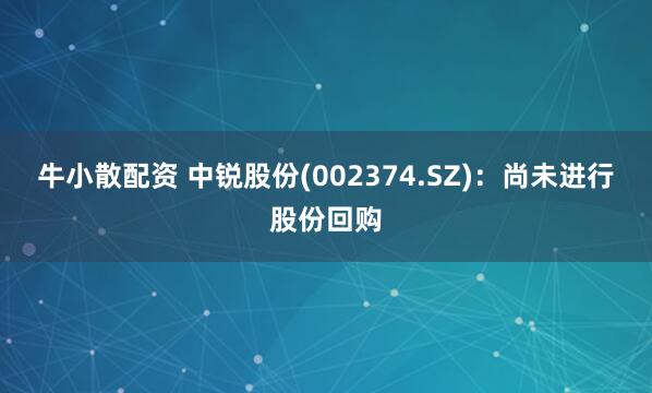 牛小散配资 中锐股份(002374.SZ)：尚未进行股份回购